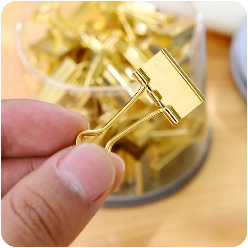 

5pcs Solid Color Gold Metal Binder Clips Notes Letter Paper Clip Office Supplies