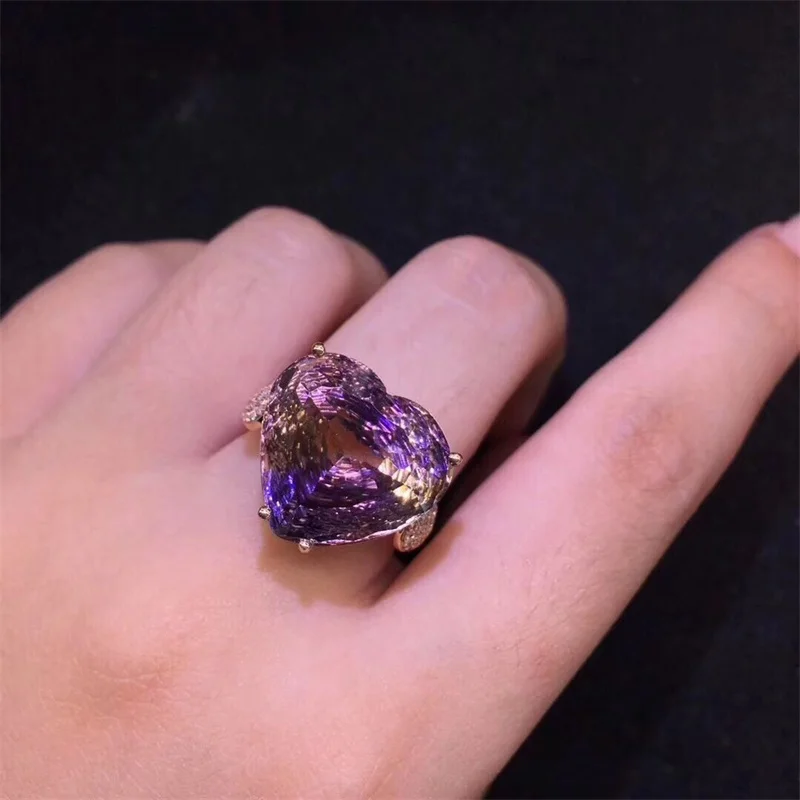 SHIQING 2019 Nature Ametrine gemstone ring romantic women gift engagement | Украшения и аксессуары