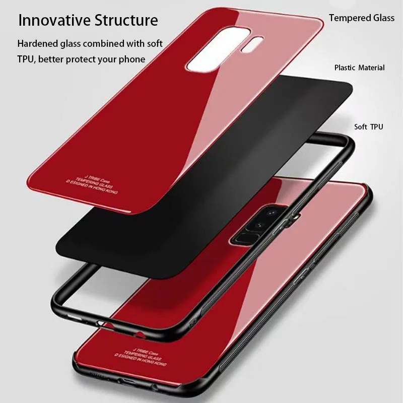 Fexcel Luxury Glass Case For Coque Samsung Galaxy S8 S9 Plus Note 8 360 Protective Soft Edge Hard Back Cover |
