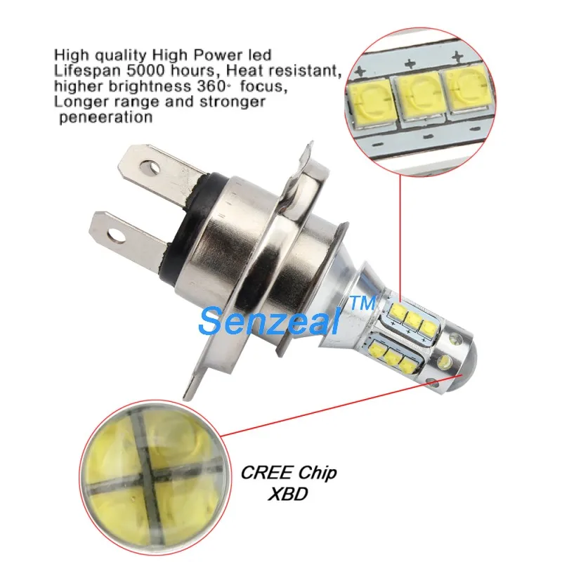 2 шт./лот супер яркие H4 80 Вт CREE чипы XBD 16SMD Противотуманные фары высокой мощности