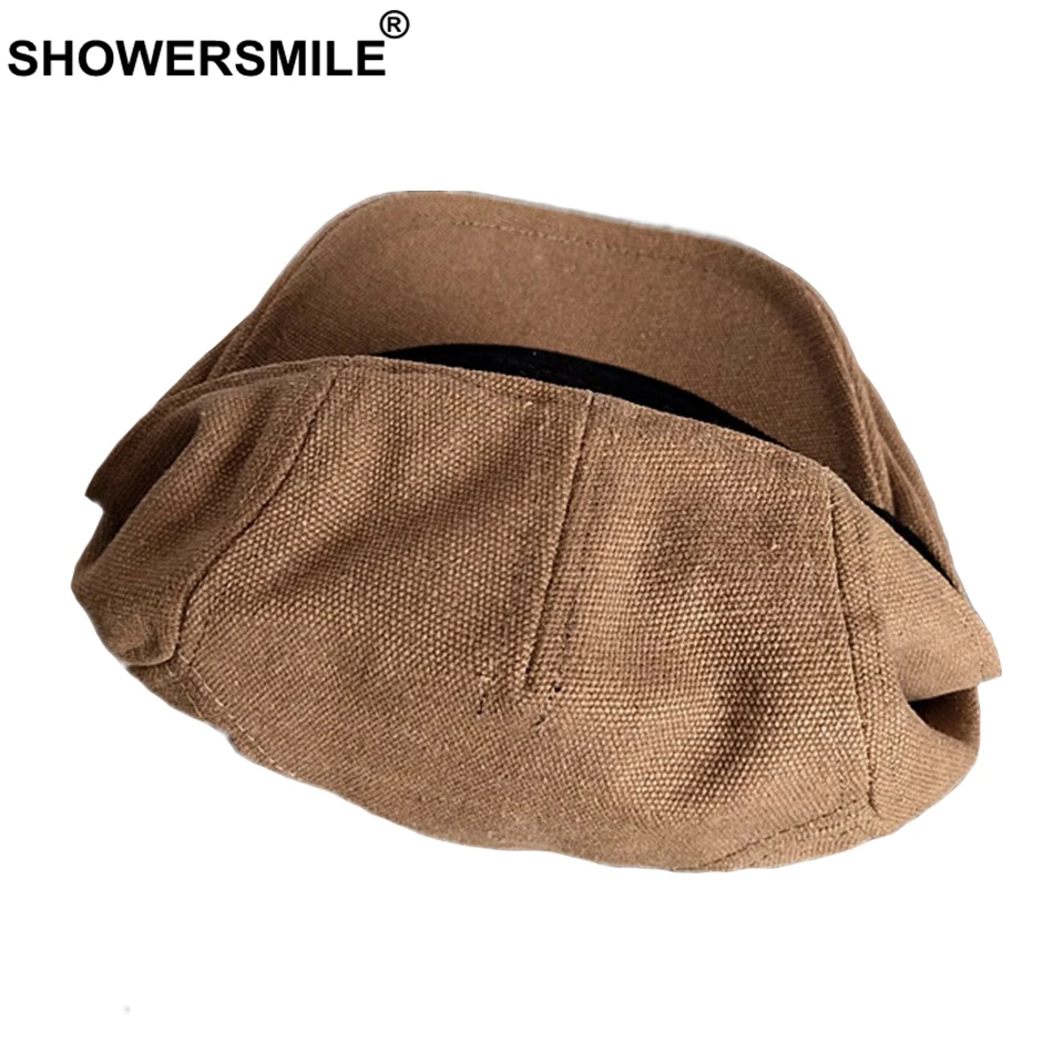 SHOWERSMILE мужские береты, хлопок, серые плоские кепки, мужские летние однотонные винтажные шапки для вождения, британский стиль Гэтсби