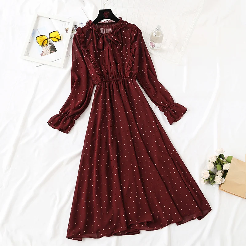 Весеннее женское длинное шифоновое летнее платье 2019 Новое модное с длинными