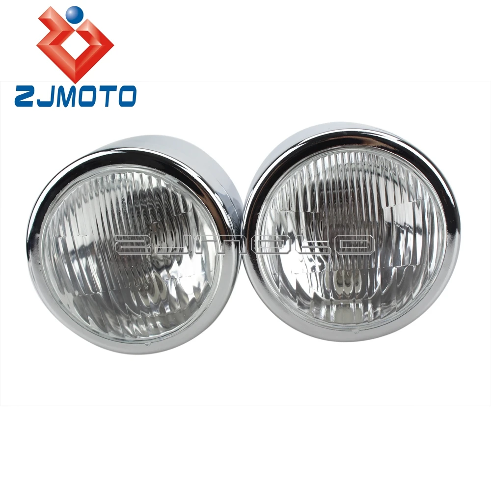 ZJMOTO высококачественный хромированный мотоцикл H4 12 В двойная фара для мотоцикла