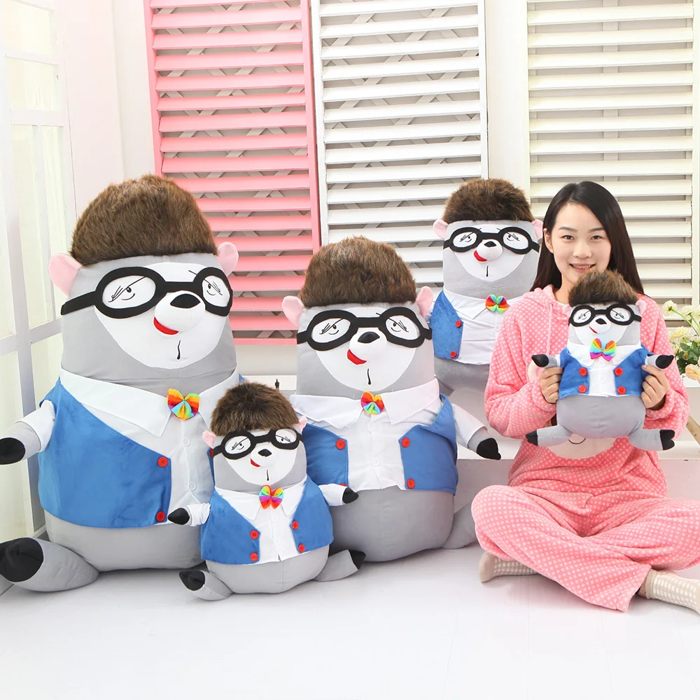 Бесплатная доставка один кусок 60 см серый медведь плюшевое ношение игрушек очки