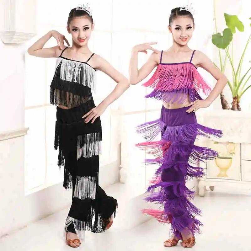 

Long Sleeve Competition Kid Children Latin Dance Dress For Girls Practice Latin Dancing Dress Gymnastics Girl Dancewear