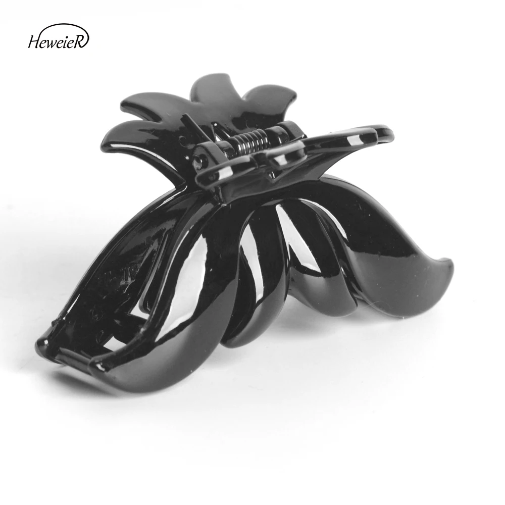 Модный женский Пластиковый черный зажим краб для волос захвата расческа