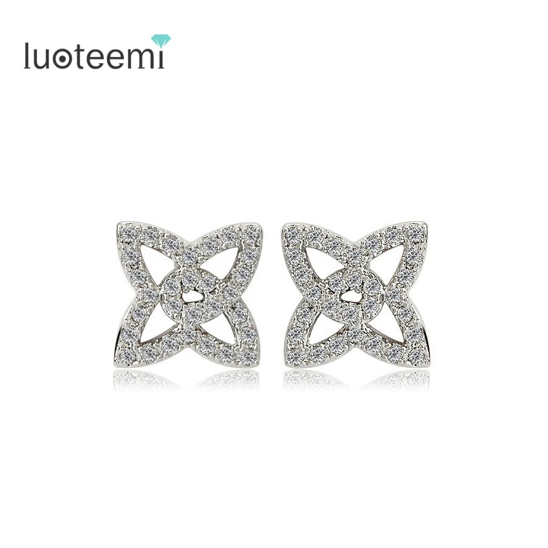 

LUOTEEMI New Arrival High Quality Fashion Women Jewelry Gift Small Stud Earrings Tiny Cubic Zirconia Paved Factory Sale