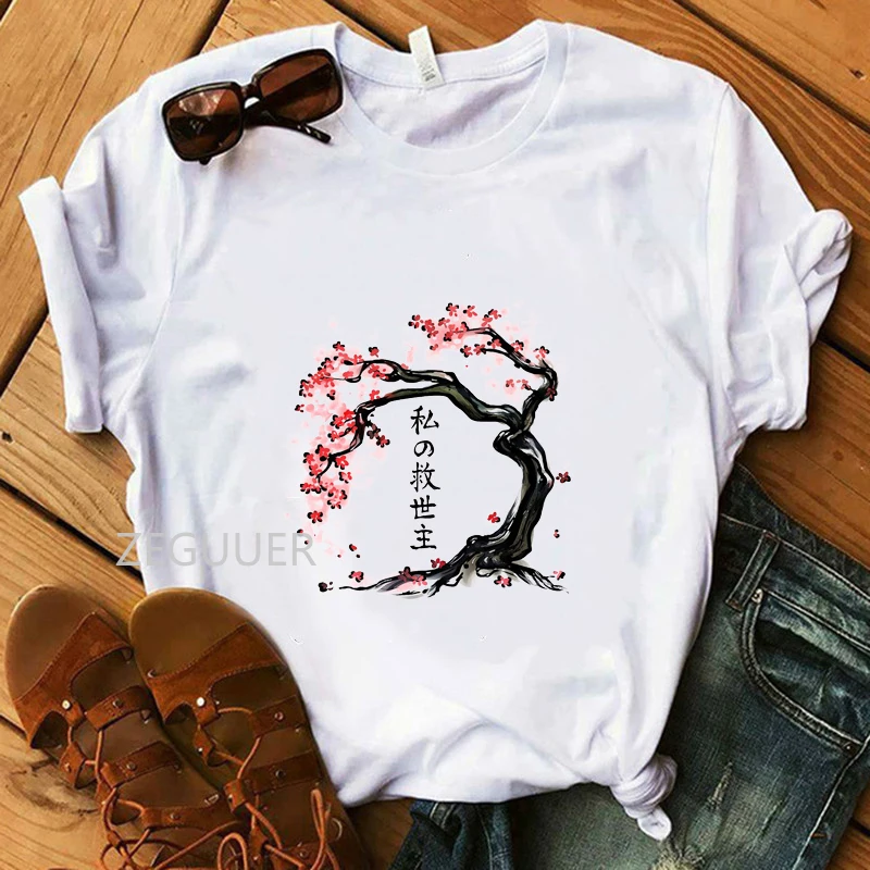 Sakura Tree/футболка с принтом 100% хлопок белая футболка женская мягкая круглым
