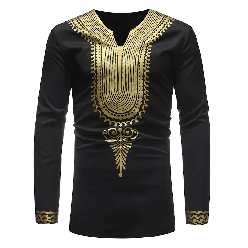 Традиционная этническая Мужская футболка с принтом 2018 модная африканская Дашики