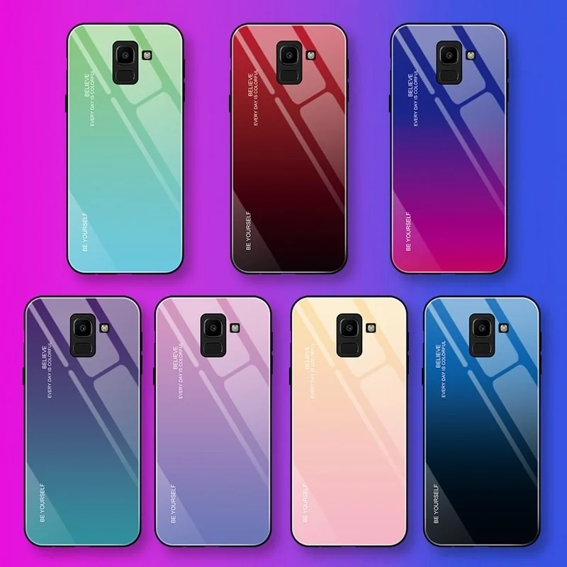 Tempered Glass Phone Case For Samsung Galaxy S8 S7 S9 S10 Plus Lite S10E Gradient Color Cover Note 8 9 A70 A10 |