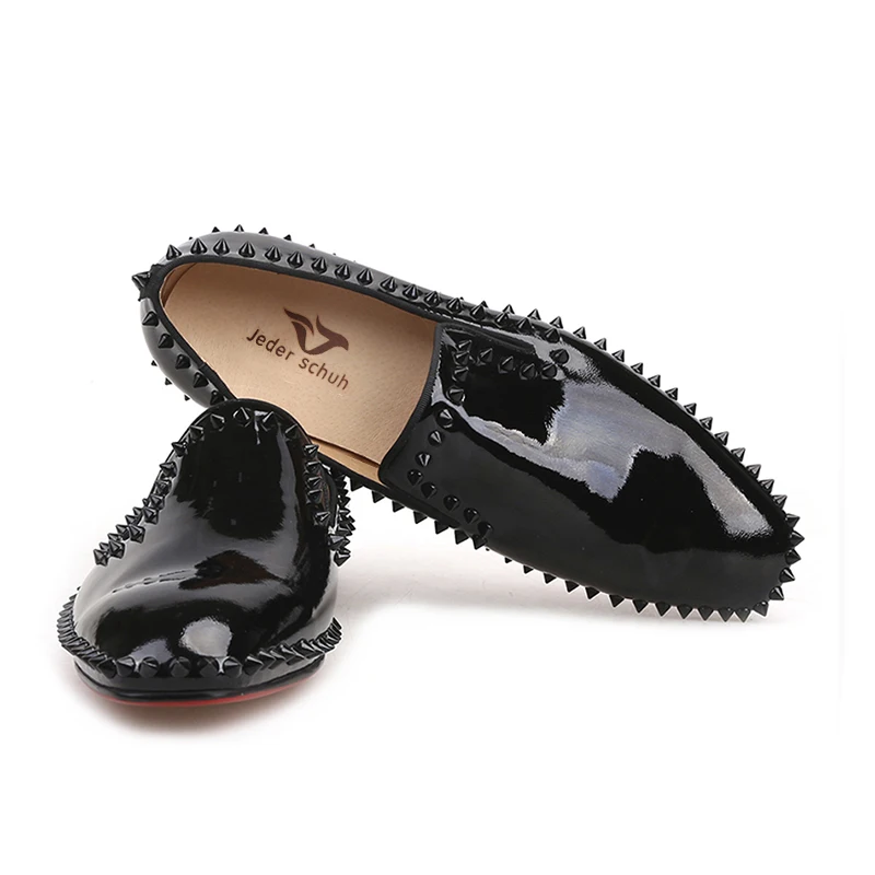 Мужские лоферы из лакированной кожи Jeder Schuh черные Лоферы ручной работы с красной