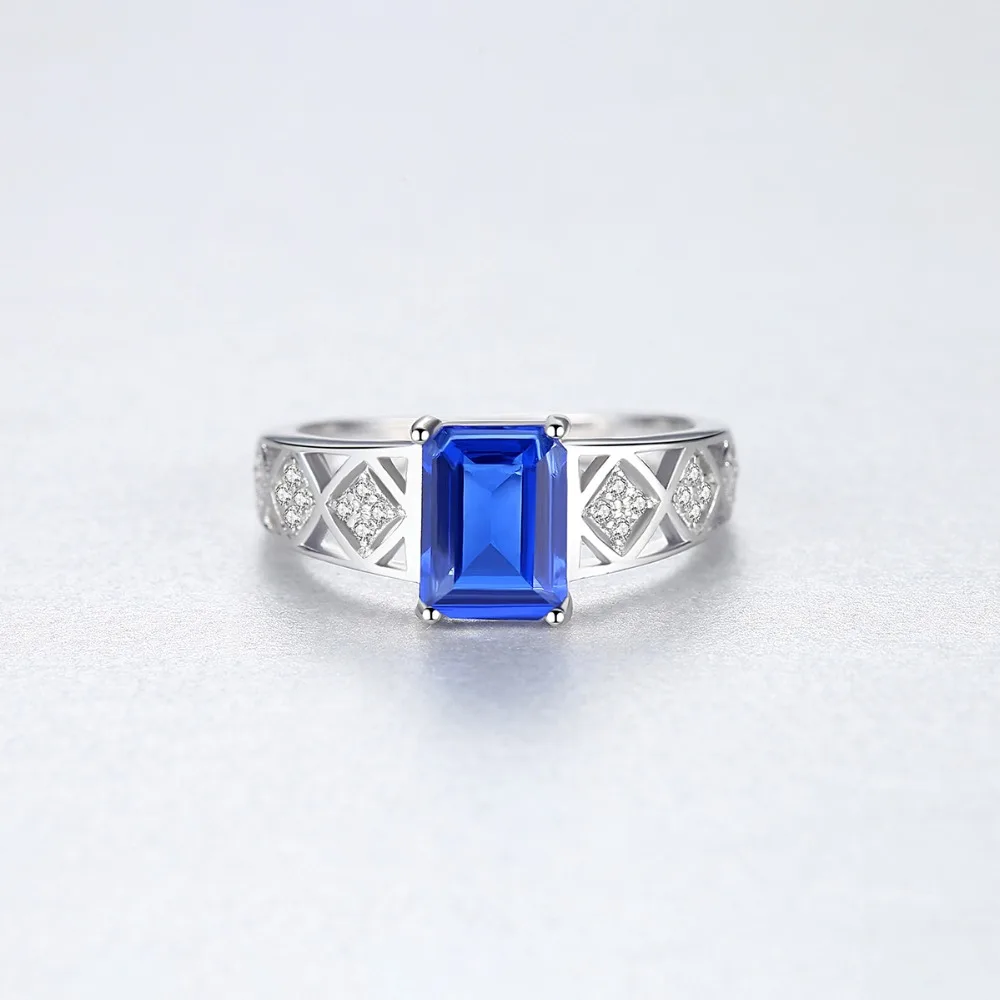 CZCITY Gorgeous 925 Sterling Silver Rectangle Sapphire Engagement Rings for Women Mystic Cutting Bridals Wedding Jewelry | Украшения и