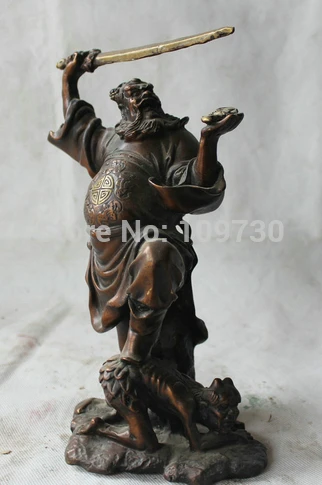 Bir 002394 10 Китайский Бронзовый Стенд Чжун Куй меч фу благословение Бог борьба