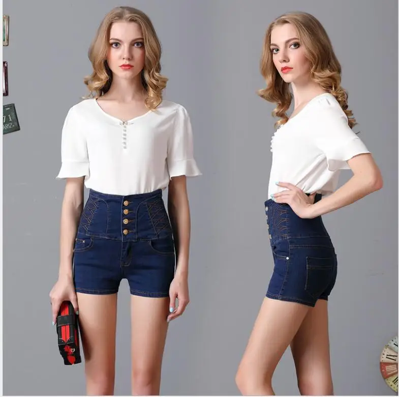 DTYNZ женские Летний больших размеров Весна Джинсовые шорты Высокая Талия Женская
