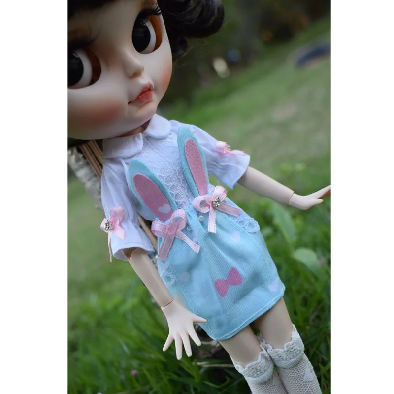 1 комплект, платье с милым кроликом и рубашки, комплект одежды для Blyth Azone 1/6, аксессуары для кукол