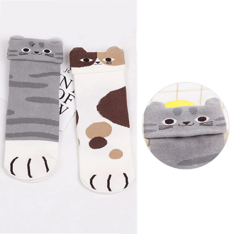Носки женские средние с кошачьими ушками из чистого хлопка 2 цвета|Носки| |