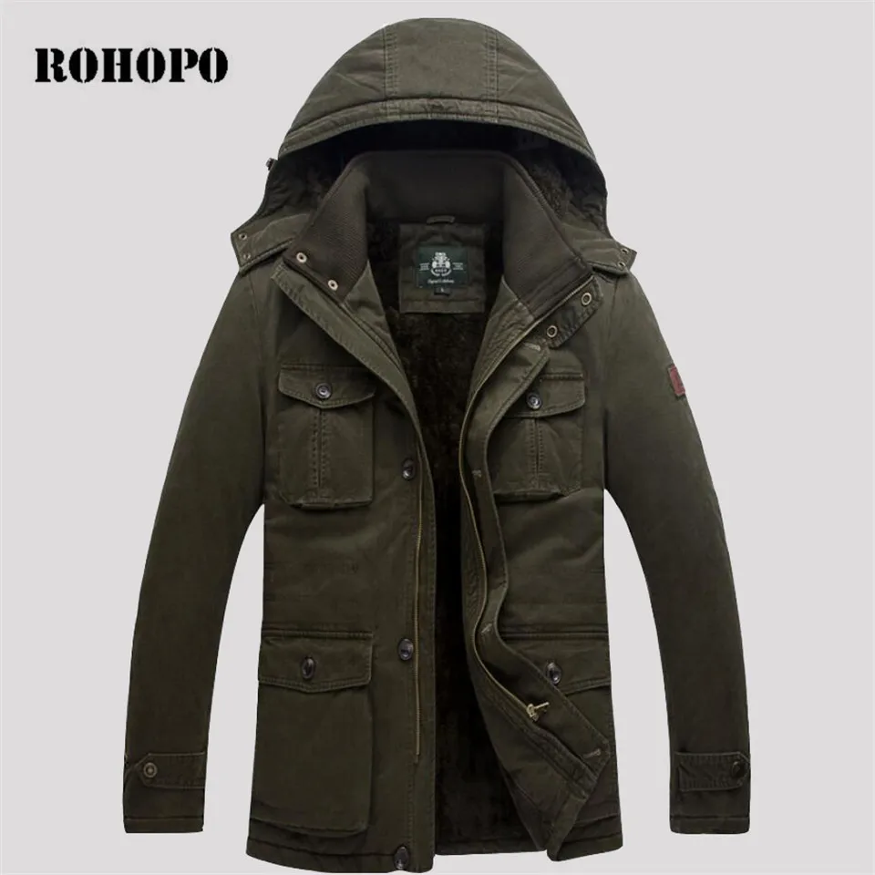 Мужская куртка в стиле милитари ROHOPO утепленная из 100% хлопка с отстегивающимся