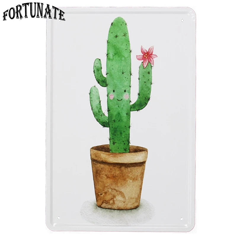 Новые зеленые милые металлические знаки в виде кактуса домашний декор винтажные