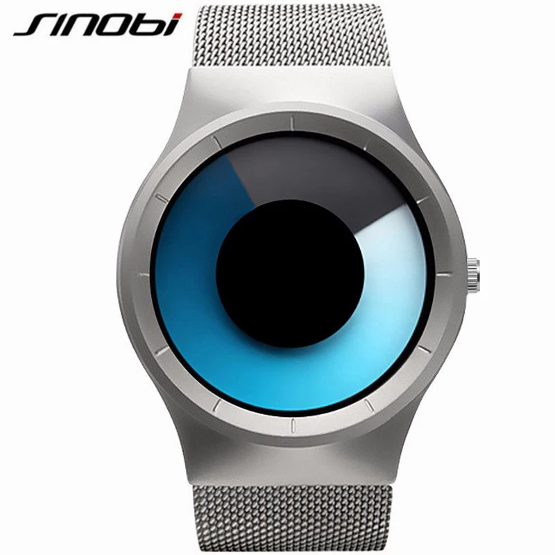 SINOBI крутые черные мужские наручные часы Топ бренд Роскошные Стальные кварцевые часы Relogio Masculino Креативные мужские спортивные часы - Цвет: Blue silver