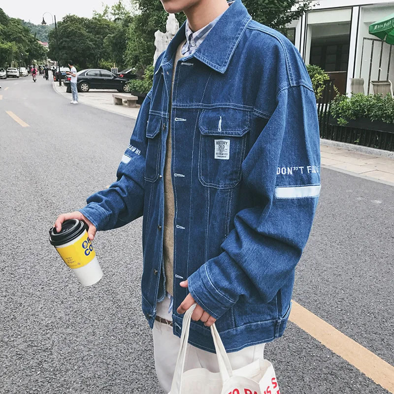 Модная мужская верхняя одежда с принтом в виде букв 2018 повседневные джинсы