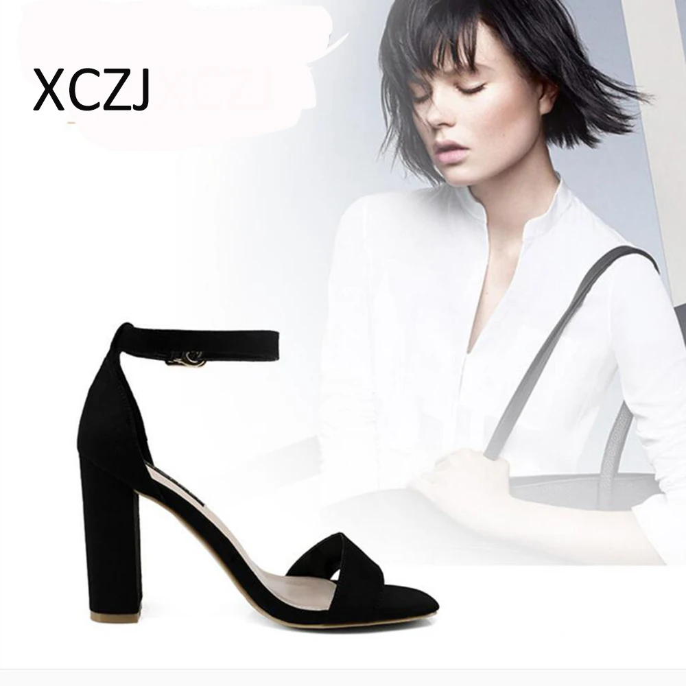 Sexy High Heels Personalized Women's Sandals 2018 new Summer Thick Open-toe Word Tide Fashion Buckle | Обувь