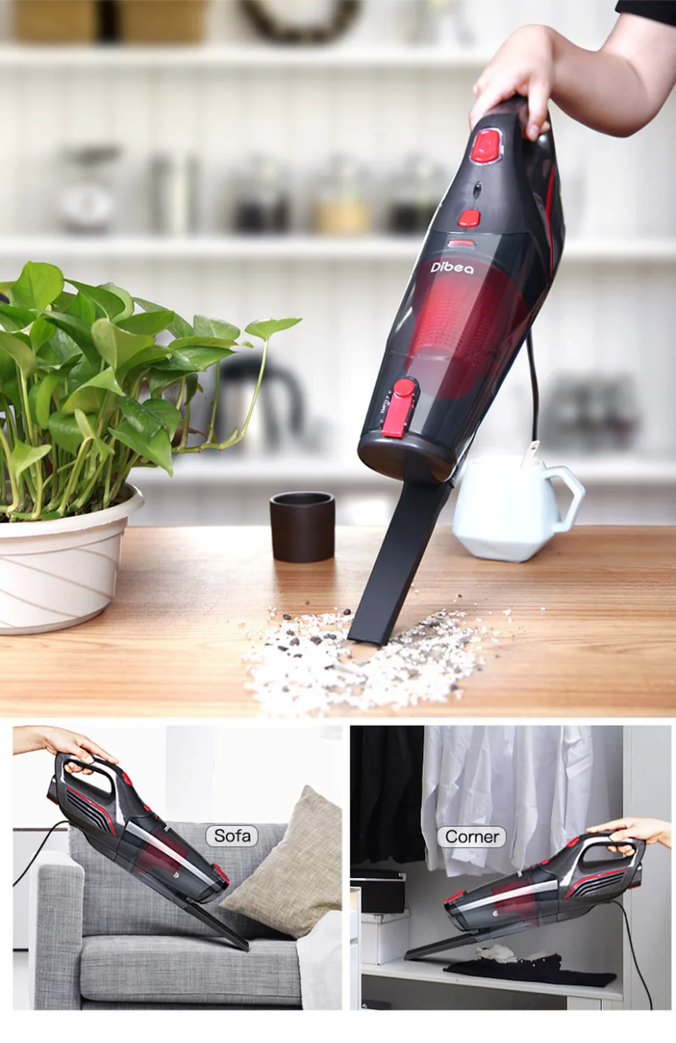 Dibea SC4588 шнур пылесос портативная плавающая селфи палка Вакуумный Очиститель
