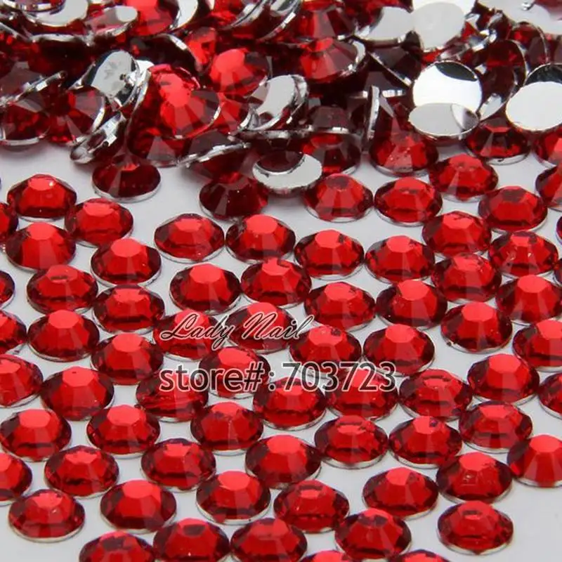 

1000PCS ss30 6mm Hot Sale Flatback Acrylic 14 Facets Makeup Nail Art Decoration Glitter Rhinestones Beads Dark Red N05