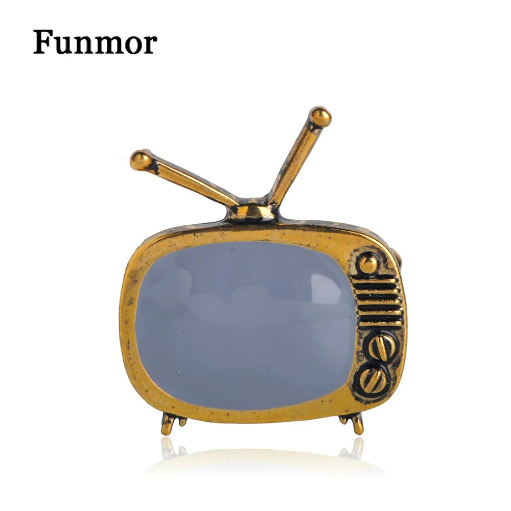 Мужская/Женская Винтажная брошь FUNMOR из сплава в форме кабеля и телевизора с серой