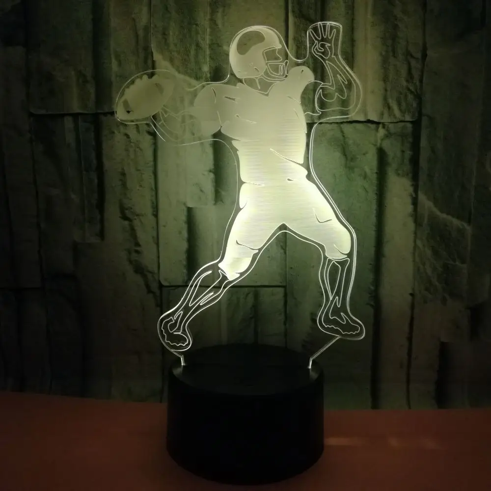 Домашний регби 3d семь цветов Ночная настольная лампа подарок на день рождения