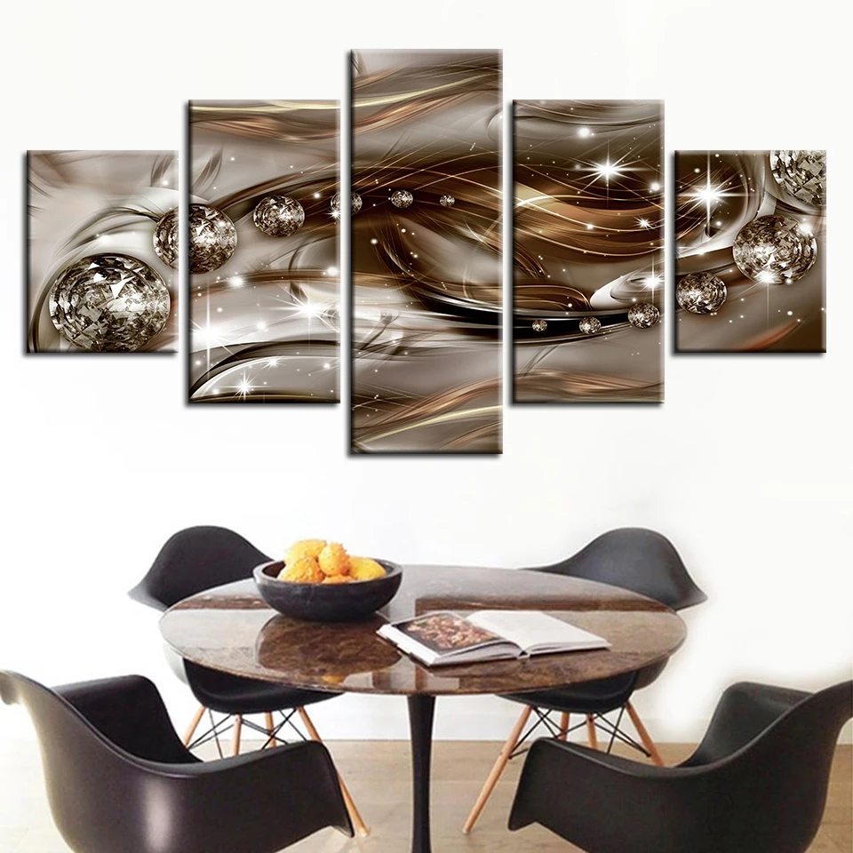 Lienzo abstracto pintura pared arte óleo póster Modular Imagenes 5 paneles grandes petes para sala de estar decoración del|Рисование и