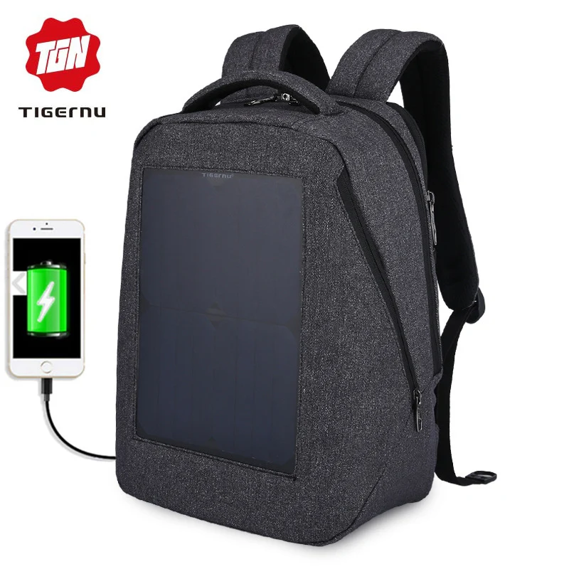 Tigernu Новый Дизайн 10 Вт солнечной энергии и Anti-Theft рюкзак Повседневное Роман сумка