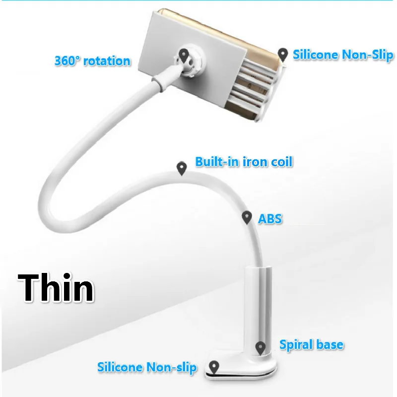 Гибкая подставка для планшета для iPad Mini Air Kindle Samsung Phone Iphone 3.5-10.5 дюймов Ленивая кровать ПК стоит складывать.