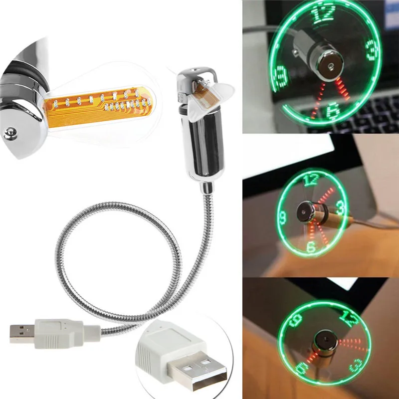 Прочный регулируемый охлаждающий usb-гаджет Мини Гибкий светодиодный светильник USB вентилятор часы настольные часы гаджет прохладное время дисплей