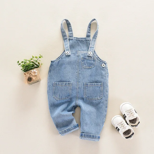

2019 Summer Baby Pants Toddler Solid Leisure Styls Boys Pants Children Denim Overall Trousers Kids Jeans For 1-3Y Girls Z973