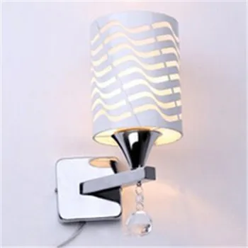 Лидер продаж белый ПВХ + K9 кристалл настенный светильник спальня LED Декор стен