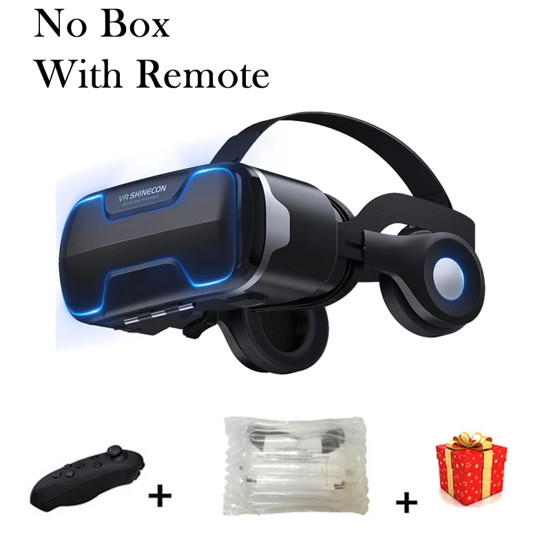 No Box With Remote VR Shinecon G02ED шлем 3D очки Виртуальная реальность гарнитура для iPhone Android смартфон очки шлем Lunette набор - Цвет: No Box With Remote