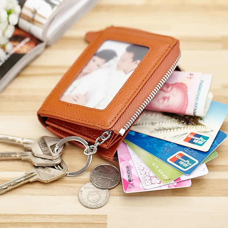 Women Men Zip Coin Bag Genuine Cow Leather Mini Money Wallet Key Pouch Pocket Gift Hot Photo Window Card Holder Purse 2669 | Багаж и сумки