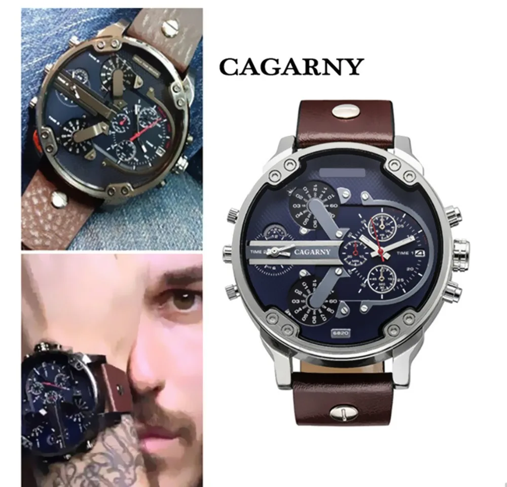 

Reloj Hombre 2017 Luxury brand CAGARNY Men Watches Leather Strap Quartz Watch Military Sports Male Clock Relogio Masculino