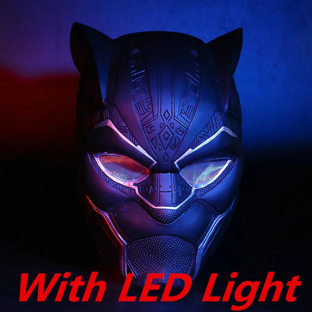 Новинка 2018 шлем с черной пантерой светодиодный светильник маска Т 'чалла для