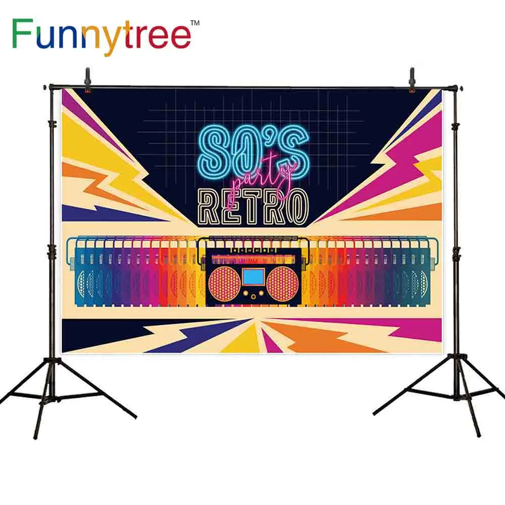 

Funnytree photography background 80's party retro celebrate music redio photophone photo studio decor prop photocall backdrop
