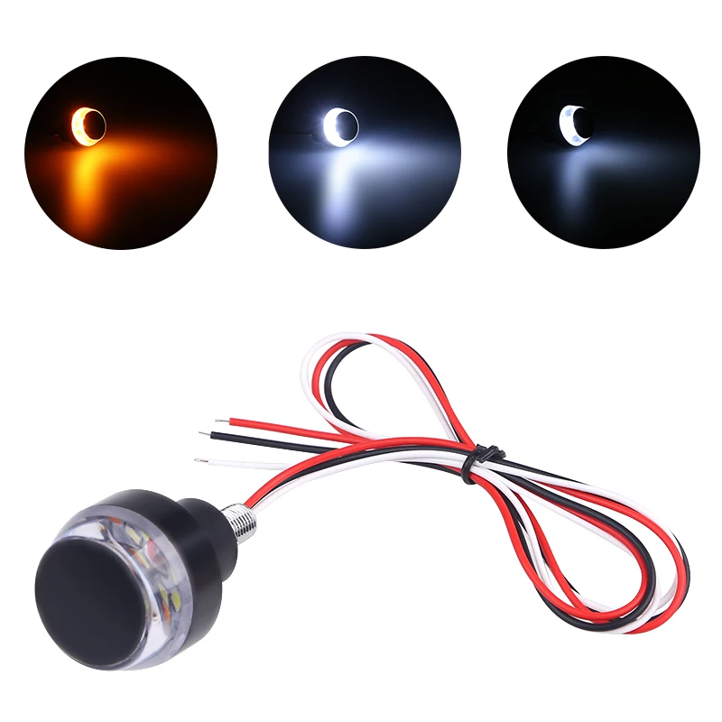 12 В руль мотоцикла конец светодиодный указатель поворота Янтарный Желтый Белый