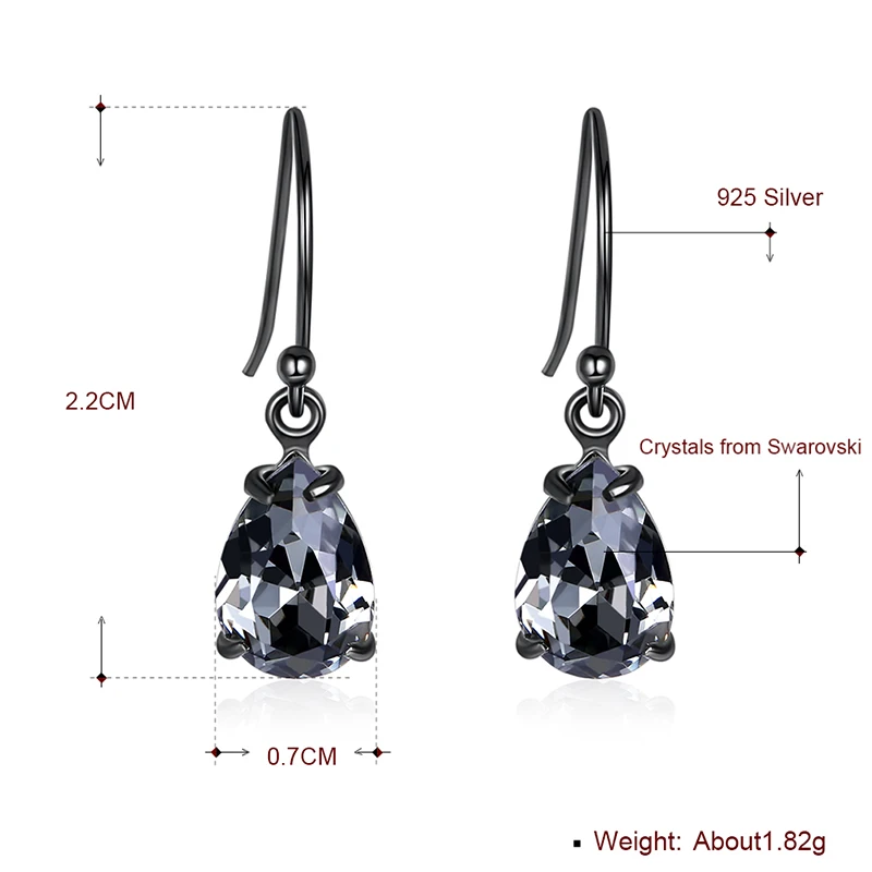 Винтажные серьги-капельки в стиле ретро с черной слезой для женщин подлинные