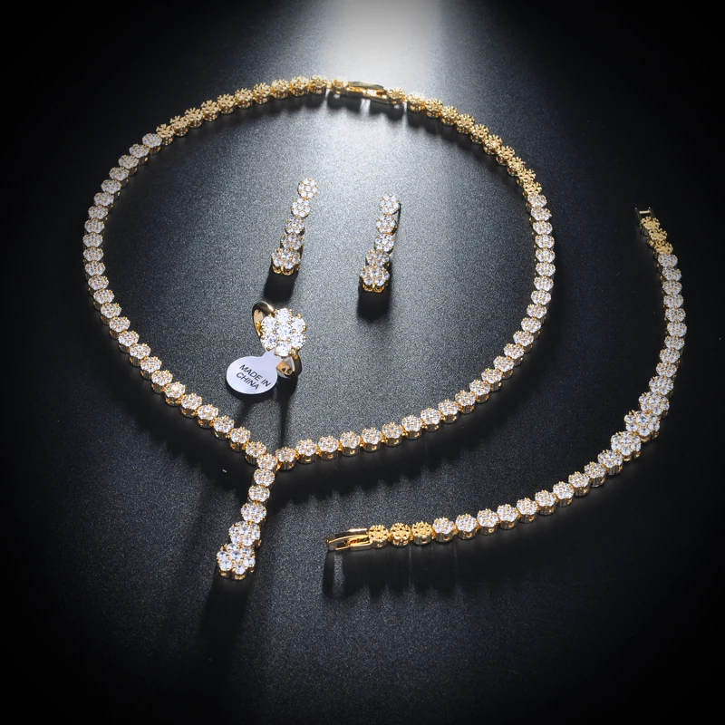 Be 8 Newest Luxury Sparking Brilliant CZ Clear Necklace Earring Wedding Bridal Jewelry Set Dress Accessories African JewelryS153