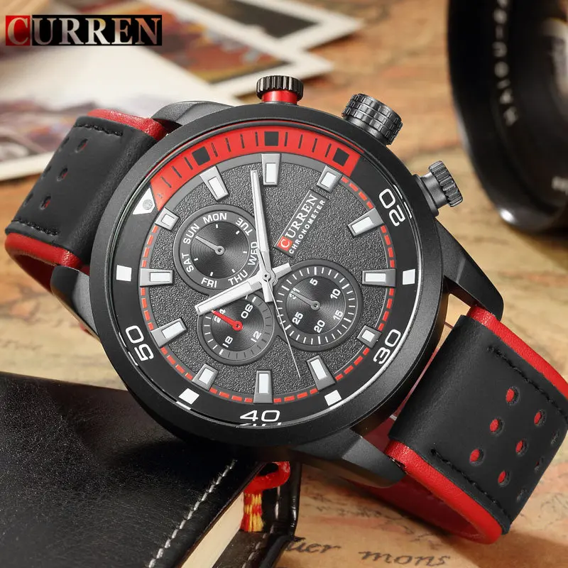 Часы наручные Curren Мужские кварцевые брендовые Роскошные спортивные