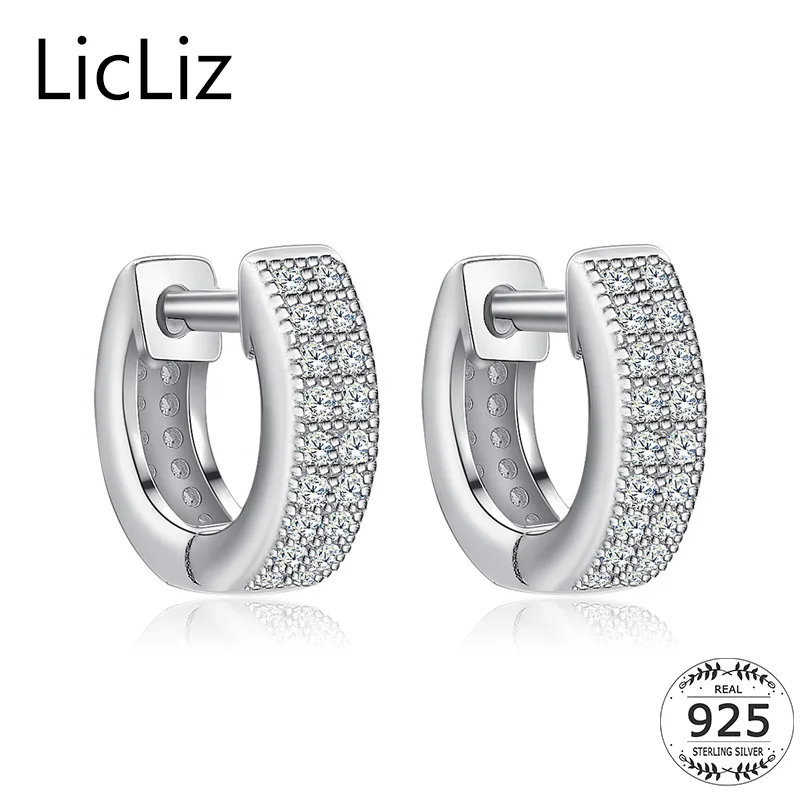 

Маленькие круглые серьги-кольца LicLiz, женские серебряные серьги-кольца, пирсинг, серьги-кольца с кубическим цирконием, LE0331
