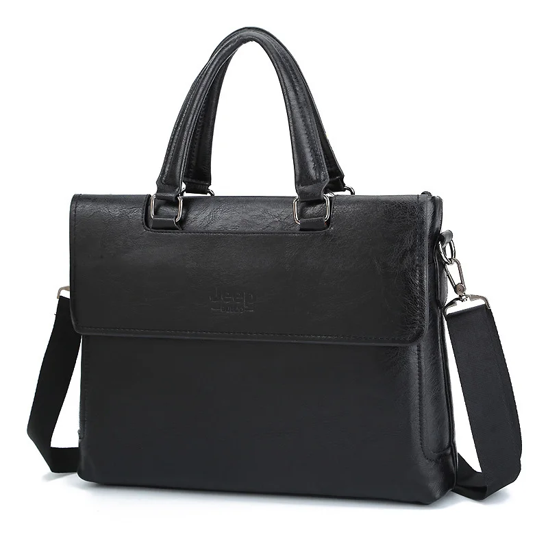 Black Модные компьютерные сумки, кожаный мужской портфель, кожа 15,6 дюймов, сумка для ноутбука, мужская деловая сумка через плечо, сумка на плечо для мужчин - Цвет: Black