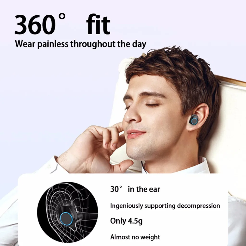 Беспроводная стерео мини TWS V5.0 Bluetooth гарнитура D Спортивная с двойным микрофоном