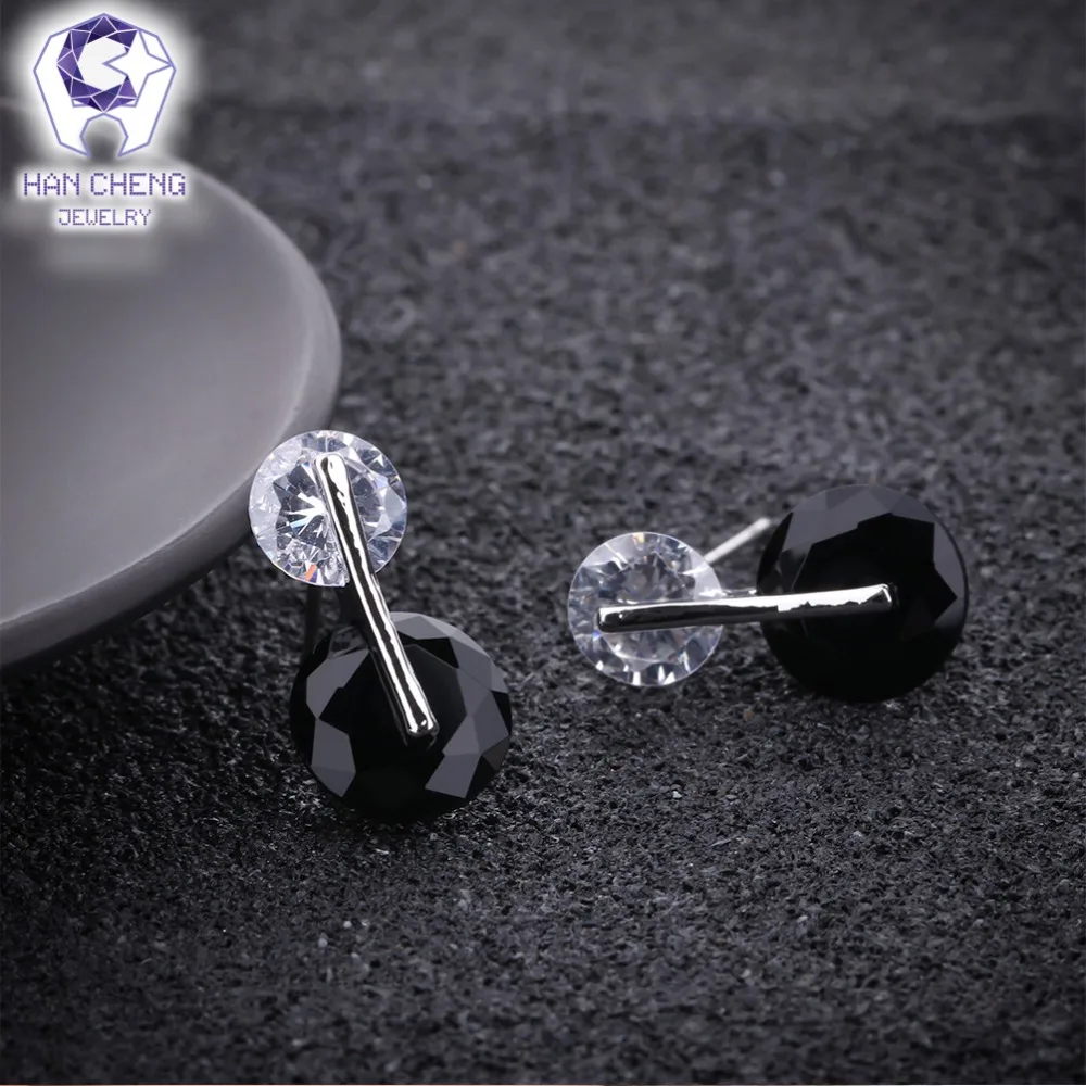 HanCheng новые модные очаровательные черные гвозди AAA Zircon CZ камень драгоценный