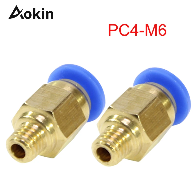 

10pcs PC4-M6 Pneumatic Straight Connector Brass Part For MK8 OD 4mm 2mm Tube Filament M6 Feed Fitting Coupler 3D Printers Parts