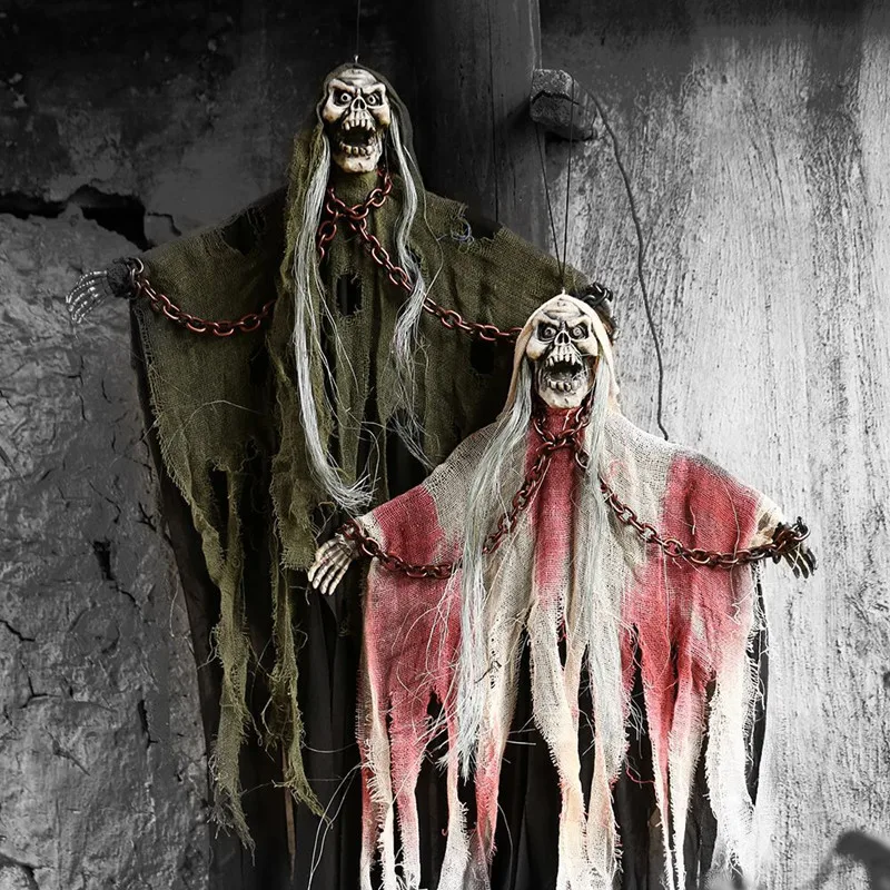 Хит продаж реквизит на Хэллоуин принадлежности голосовые цепи скелет призрак